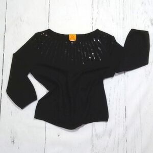 RUBY RD. Black Sparkle Neckline Sweater Top